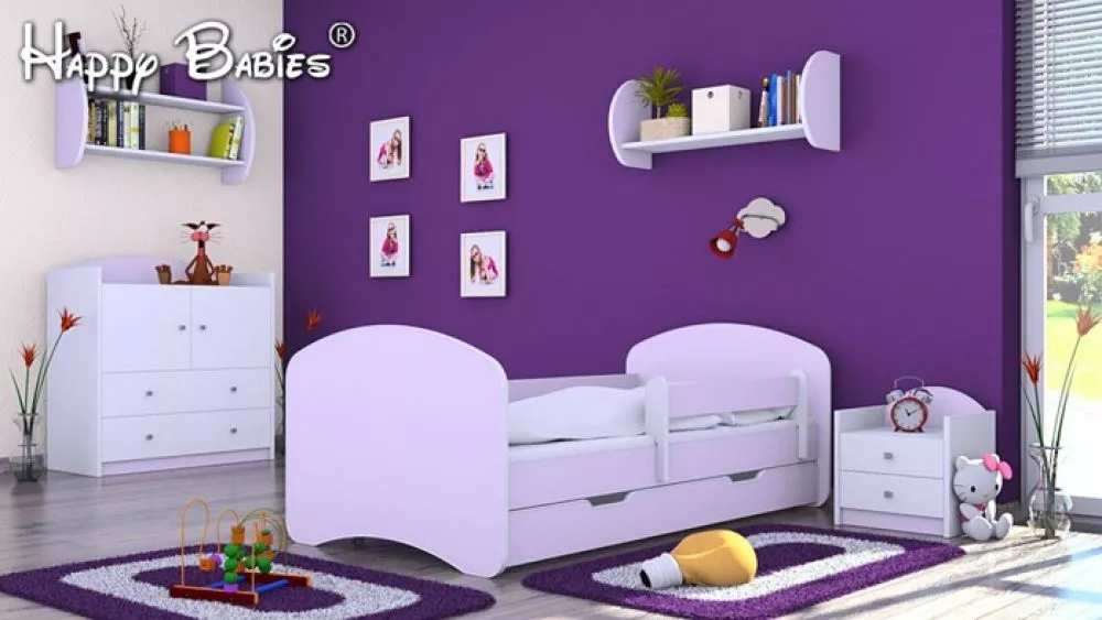 Komplekts Happy Zestaw 8 Korpusa krāsa: balts, Elementu krāsa: gaiši violets, Guļamvietas platums: 80 cm, Guļamvietas ga