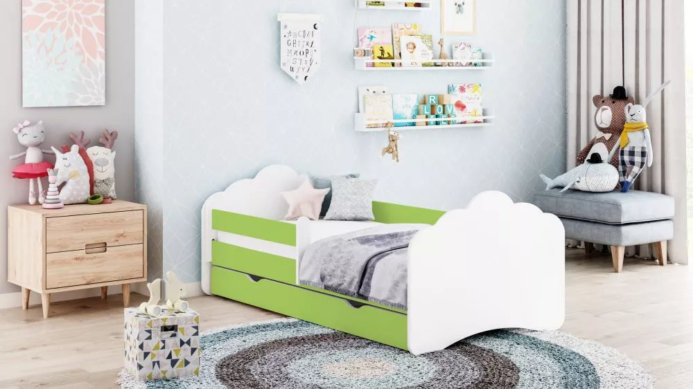 Bērnu gulta Mobi ar stelāžu Guļamvietas platums: 90 cm, Guļamvietas garums: 180 cm, · 102 × 188 × 65 cm