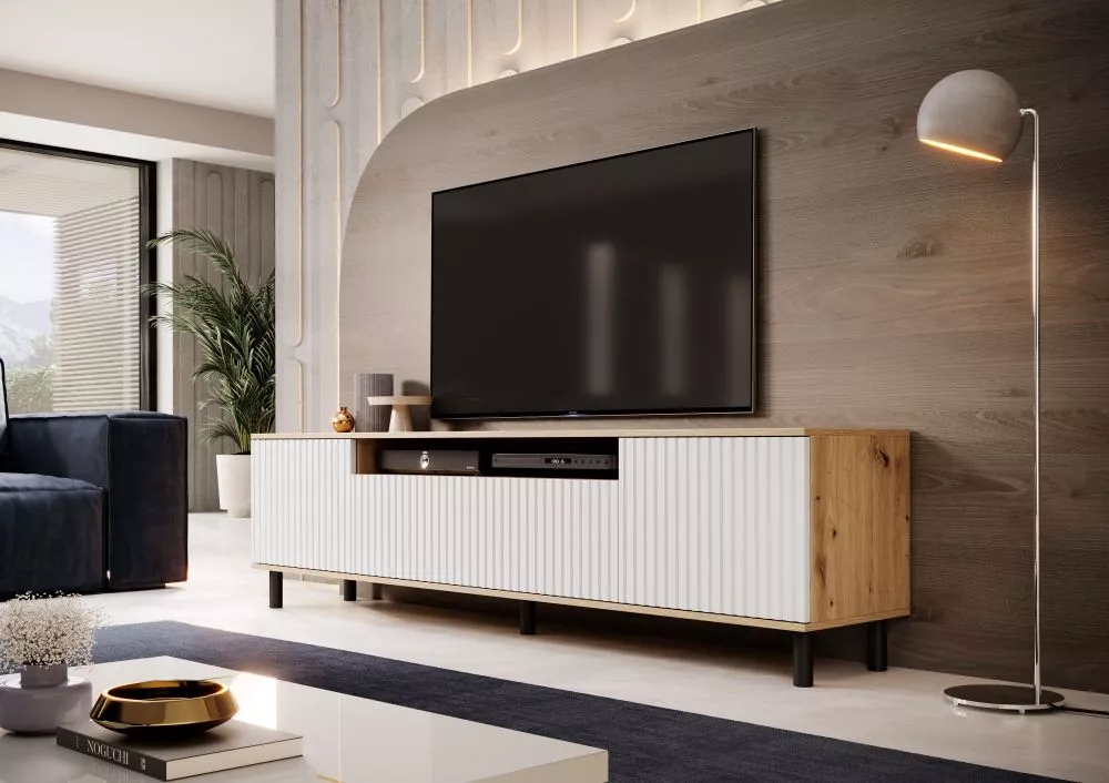 TV tumba Agnes RTV Black ar LED · 200 × 40 × 54 cm