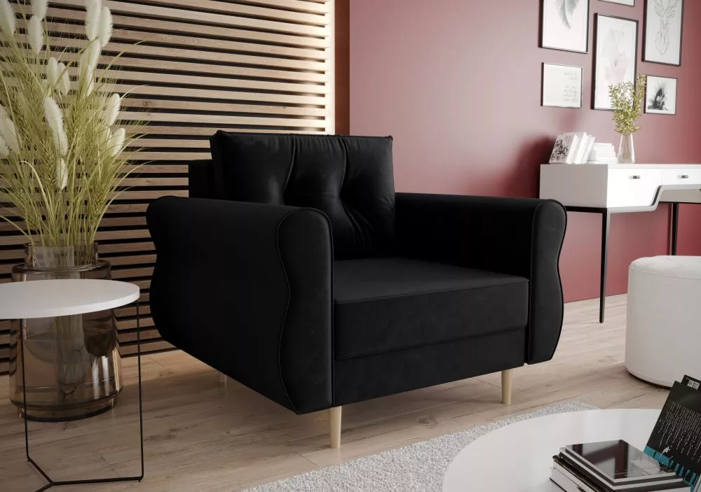 Mīksts krēsls Apollo 1S standard Sēdvietas dziļums: 60 cm, · Melna · 100 × 75 × 90 cm