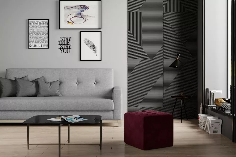 Pufs Nolla Standard Auduma numurs: Mat Velvet 68, · Tumši rozā · 40 × 41 × 40 cm