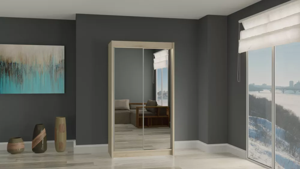 Skapis Debora ar LED · Sonoma · 120 × 61 × 216 cm