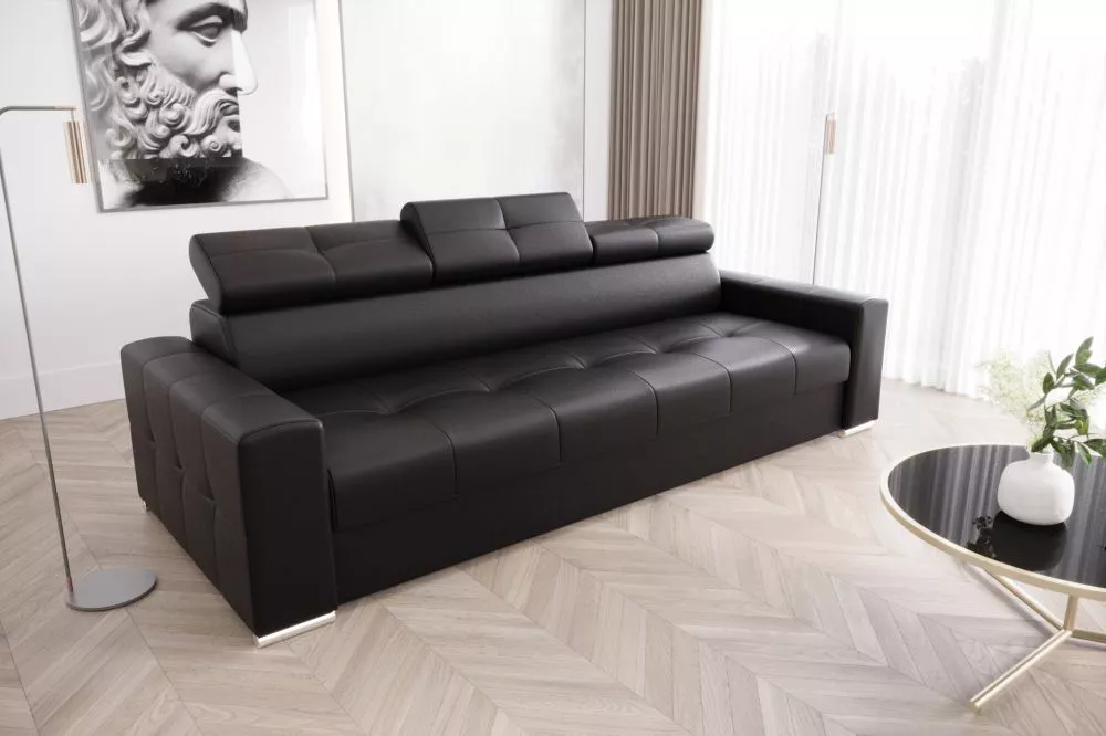 Dīvāns Margo 3S standard · Melns · 100 × 273 × 78 cm