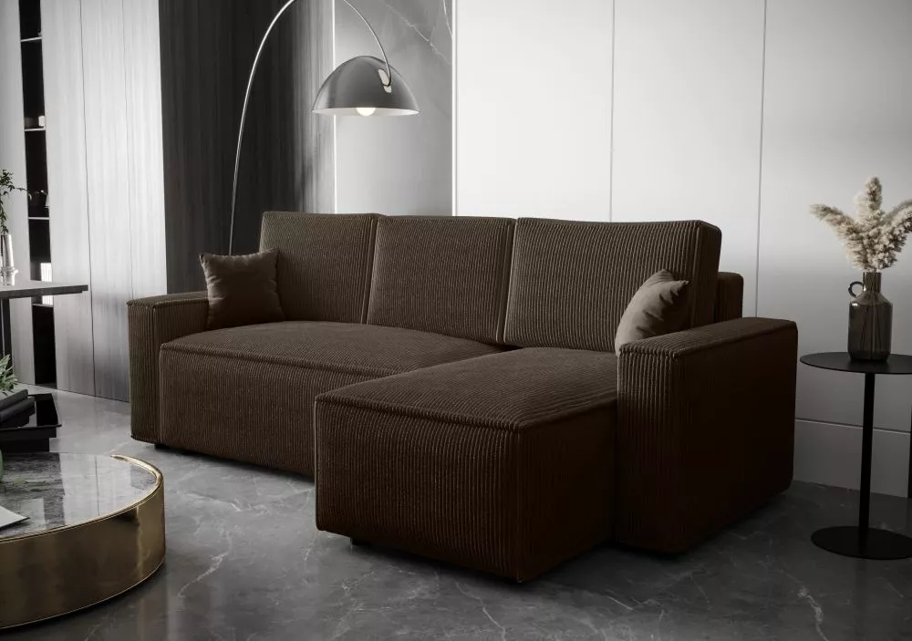 Dīvāns Ambro L standard · Tumši brūns · 143 × 232 × 85 cm