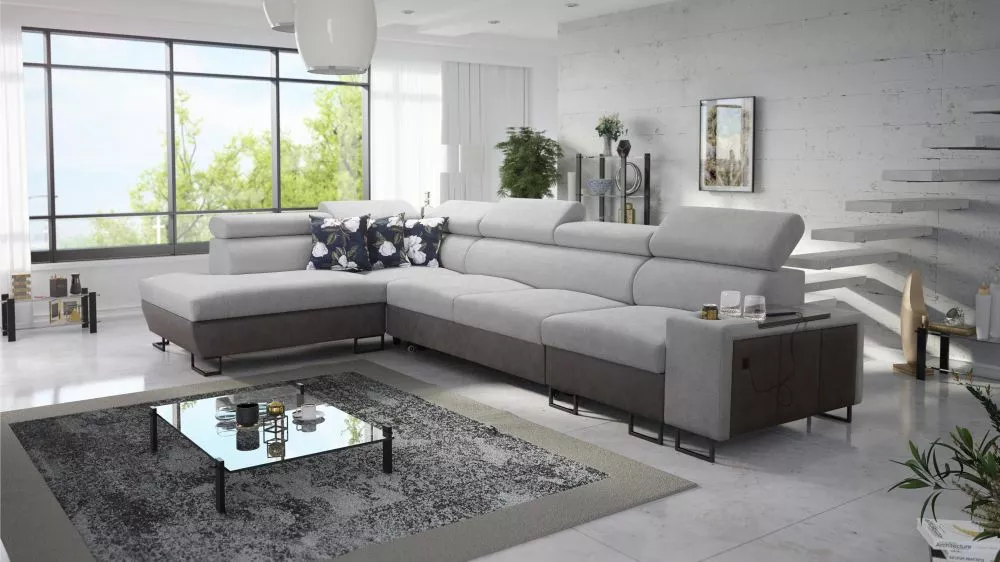 Dīvāns Melody 11 Maxi Premium Standard · Pelēks + grafīts · 220 × 360 × 84 cm