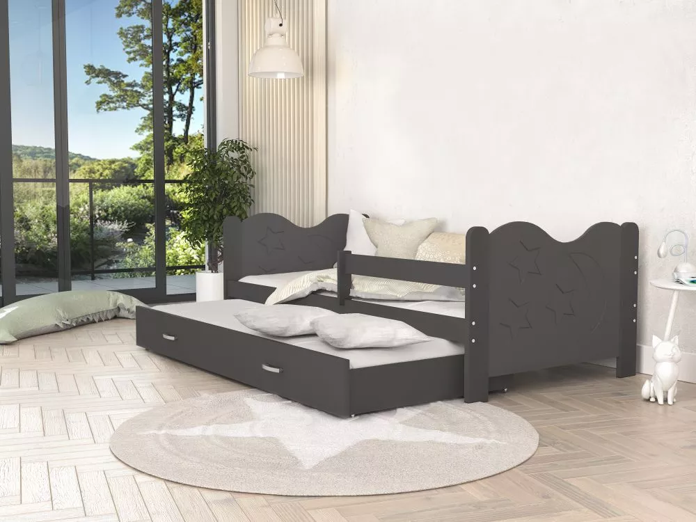 Bērnu gulta Mikolaj P2 MDF 80x190 ar stelāžam Guļamvietas platums: 80 cm, Guļamvietas garums: 190 cm, · 86 × 194 × 62 cm