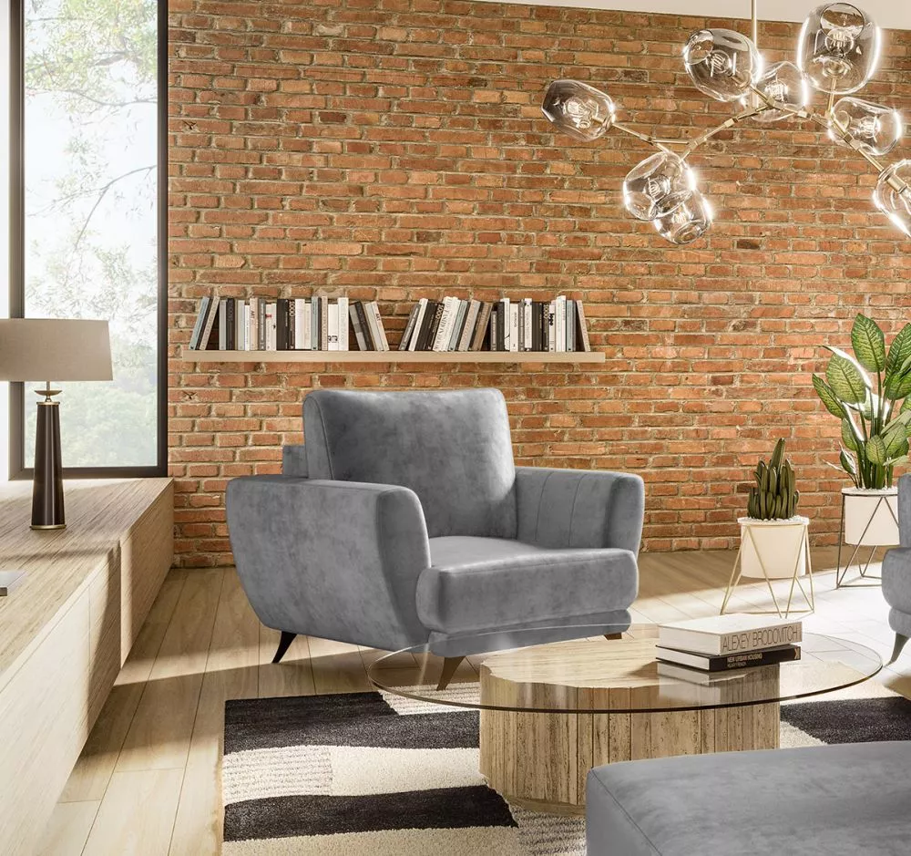 Mīksts krēsls Megis 1S Lux standard Sēdvietas dziļums: 60 cm, · Gaiši pelēks · 102 × 94 × 87 cm