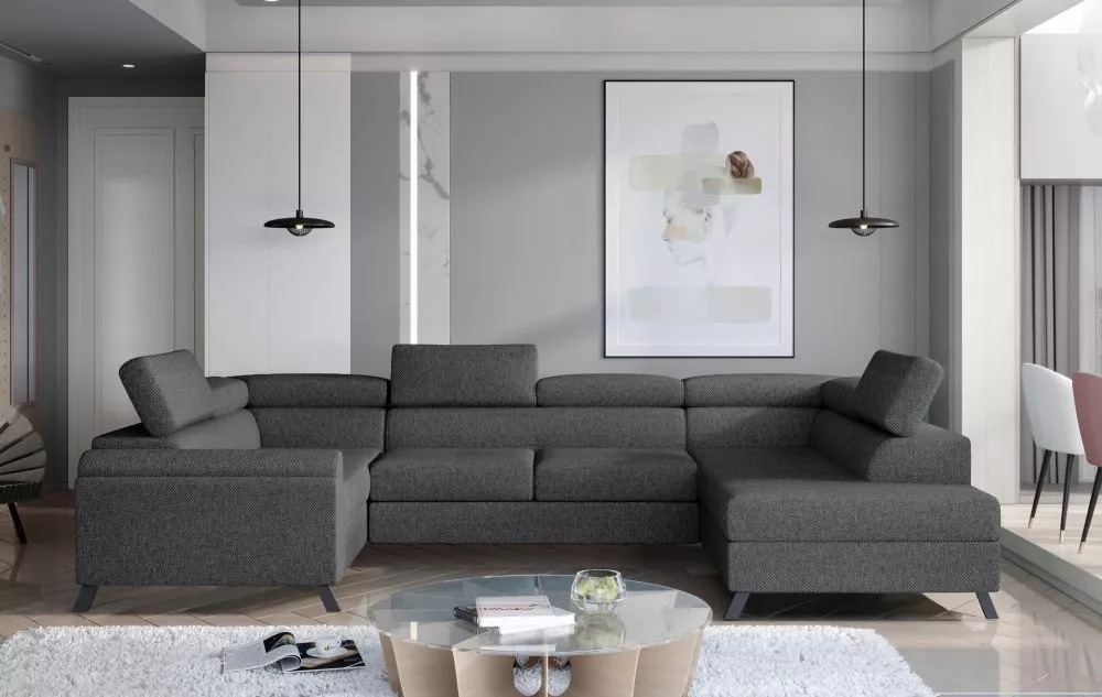 Dīvāns Escada standard · Grafīts · 200 × 336 × 76 cm