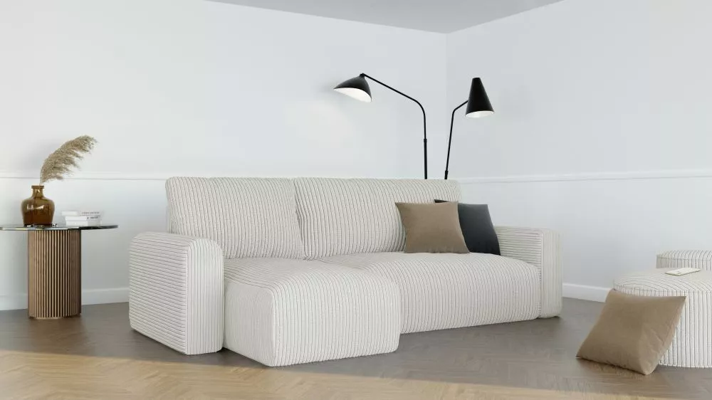 Dīvāns Jobo L Standard · Bēši pelēks · 145 × 244 × 83 cm