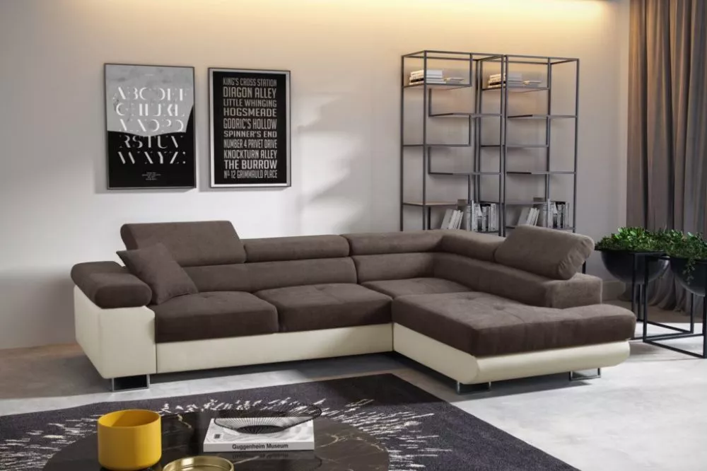 Dīvāns Antos standard · Brūns + krēms · 202 × 273 × 90 cm