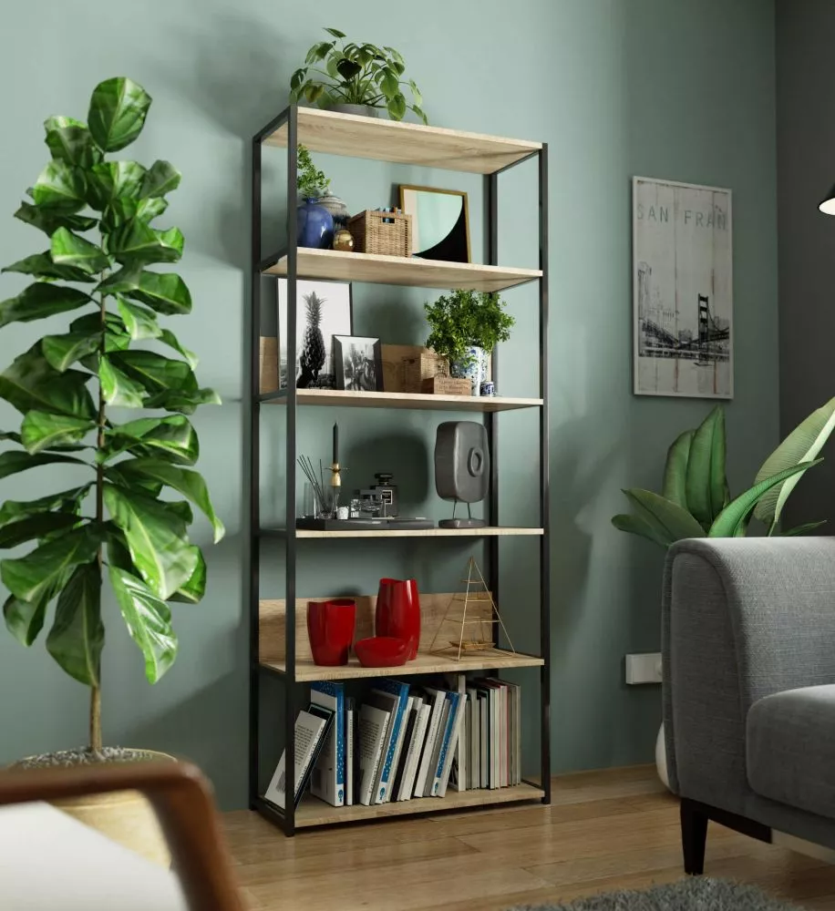Plaukts Loft Black · Sonoma · 80 × 192 × 32 cm