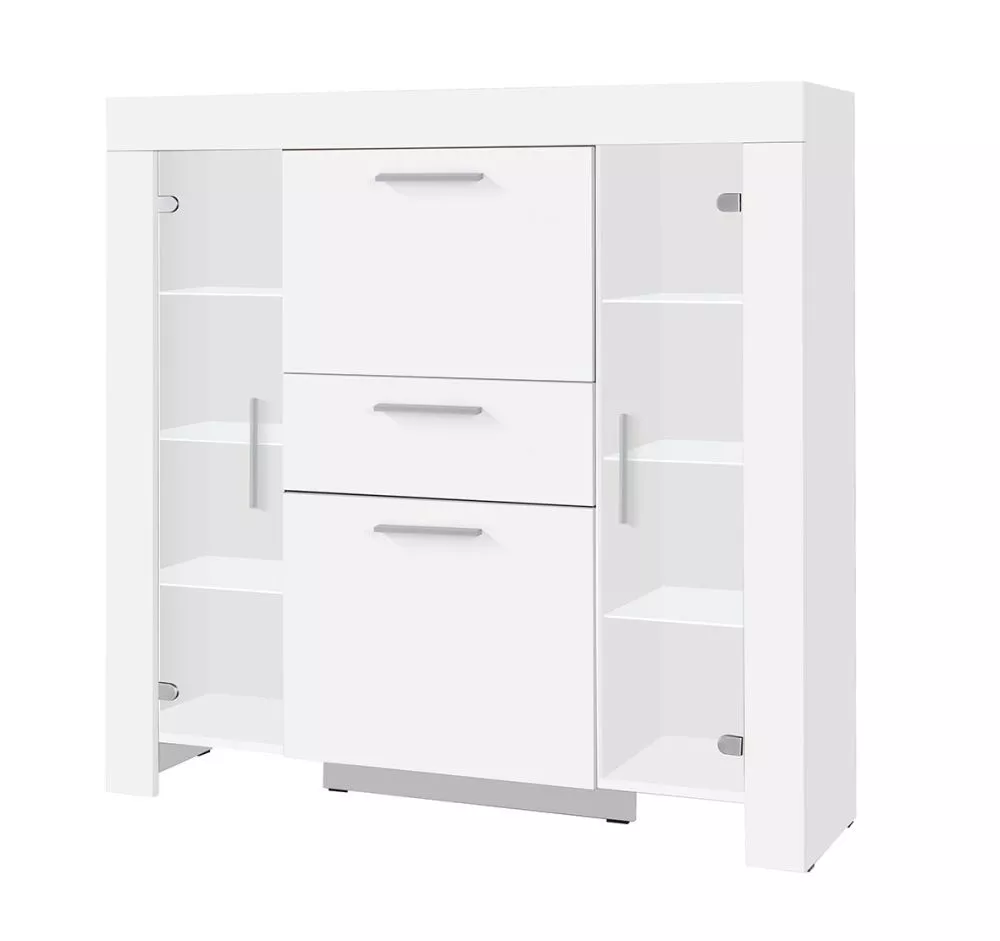 Sekcija Cezar 7 ar LED · Balts · 130 × 42 × 131 cm