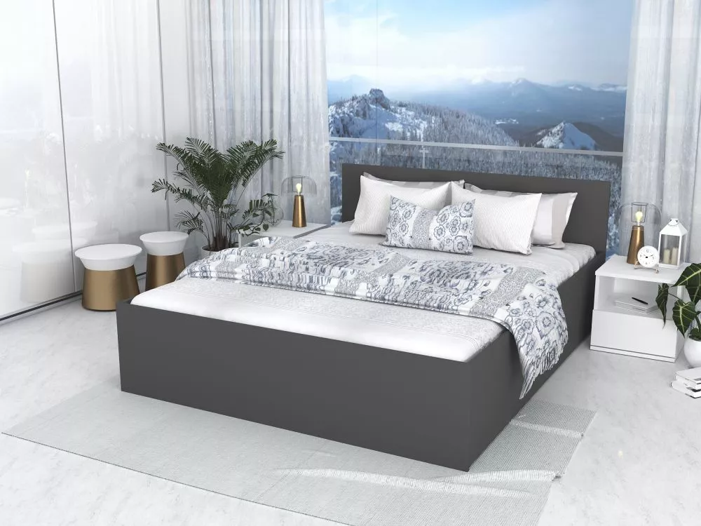 Gulta Panama Plus ar stelāžu Guļamvietas platums: 140 cm, Guļamvietas garums: 200 cm, stelāžas tips: metāla, · Pelēks · 
