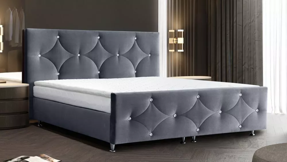 Gulta Verona Boxspring Standard Guļamvietas platums: 160 cm, Guļamvietas garums: 200 cm, · Tumši pelēks · 177 × 214 × 11