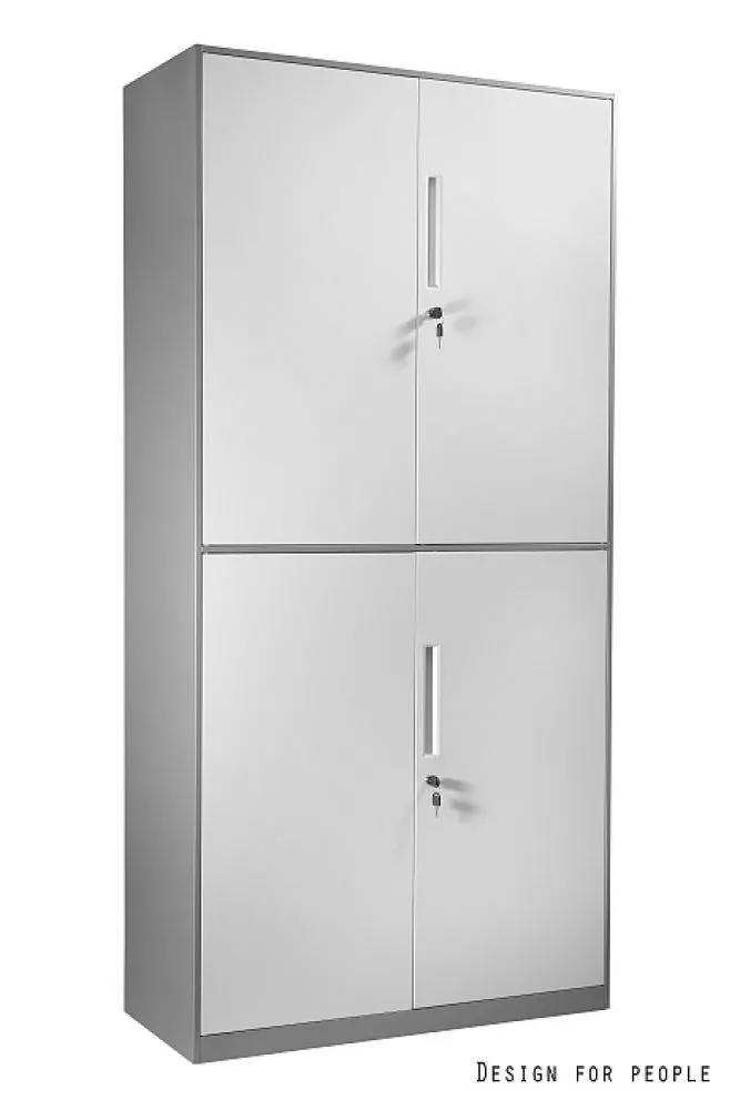 Grāmatu skapis XD-030 Korpusa krāsa: pelēks, Elementu krāsa: balts, · 90 × 40 × 185 cm
