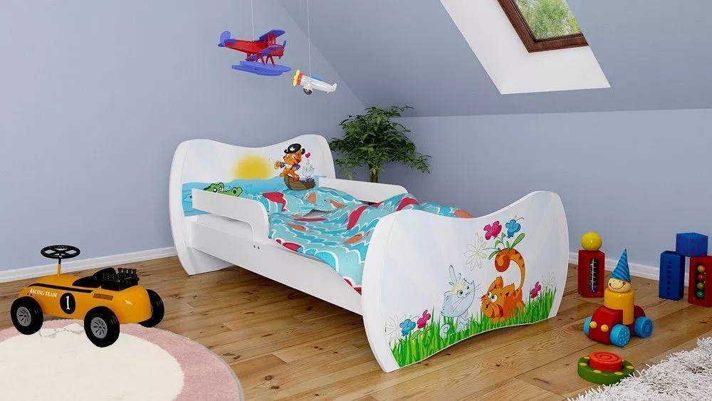 Bērnu gulta Dream L01 140x70 DM25 ar stelāžu Guļamvietas platums: 70 cm, Guļamvietas garums: 140 cm, · 94 × 144 × 71 cm