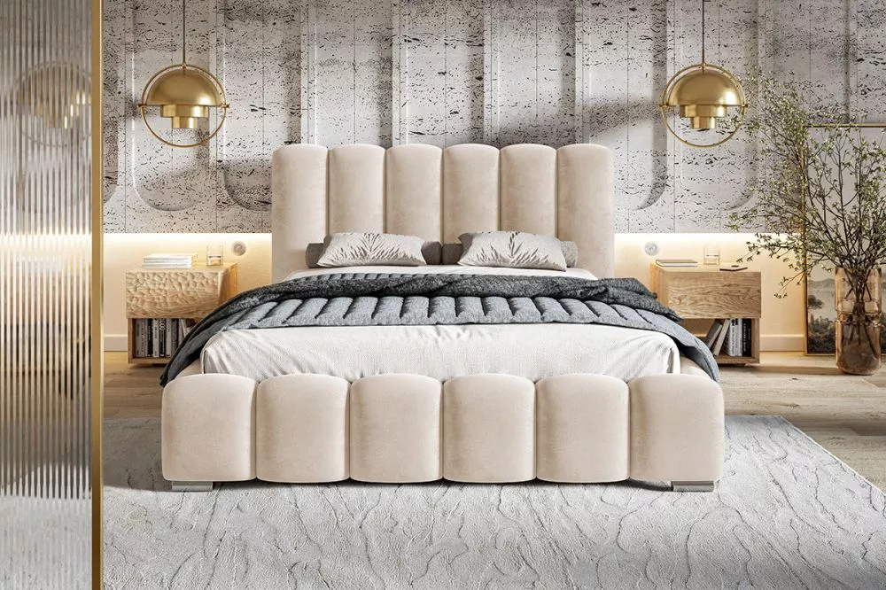 Gulta Bed 18 standard ar stelāžu Guļamvietas platums: 160 cm, Guļamvietas garums: 200 cm, stelāžas tips: koka, · Bēšs · 