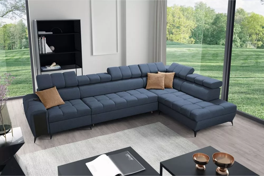 Dīvāns Greco 11 Standard · Zila · 217 × 351 × 84 cm