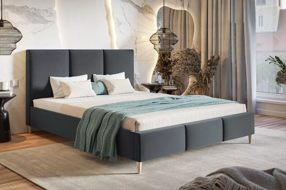 Gulta Lux 7 standard ar stelāžu Guļamvietas platums: 140 cm, Guļamvietas garums: 200 cm, stelāžas tips: koka, · Tumši pe