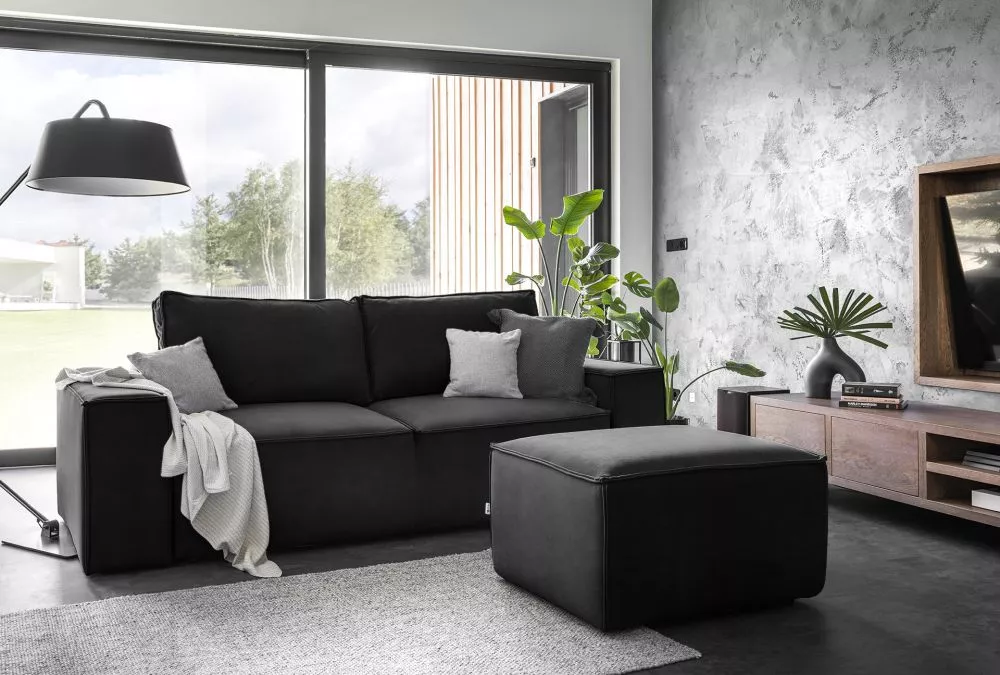 Dīvāns Silla 3S Lux Standard · Melna · 104 × 260 × 96 cm