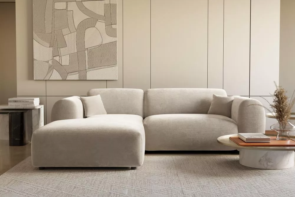 Dīvāns Aura Mini Standard · Gaiši bēšs · 160 × 268 × 72 cm