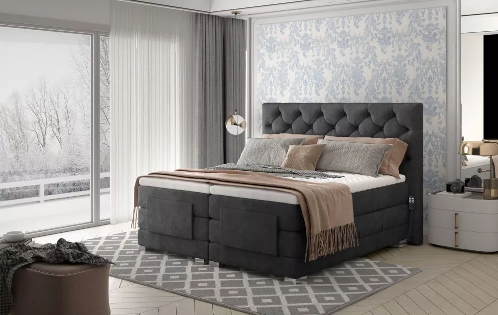 Gulta Clover Electric Boxspring Lux standard Guļamvietas platums: 180 cm, Guļamvietas garums: 200 cm, · Grafīts · 198 × 