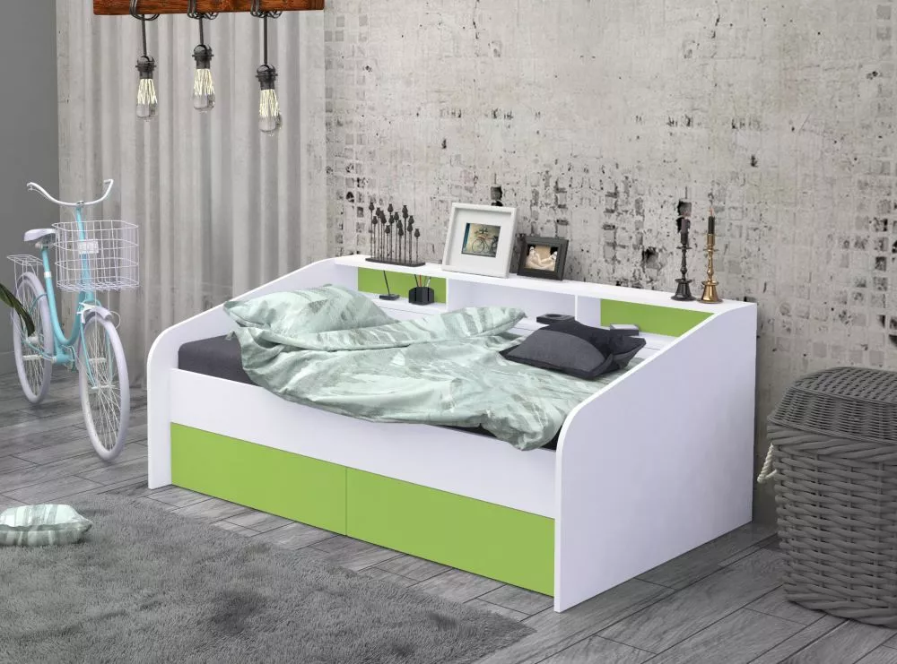 Bērnu gulta Vintage ar stelāžu Guļamvietas platums: 90 cm, Guļamvietas garums: 180 cm, · 113.8 × 184 × 75.2 cm