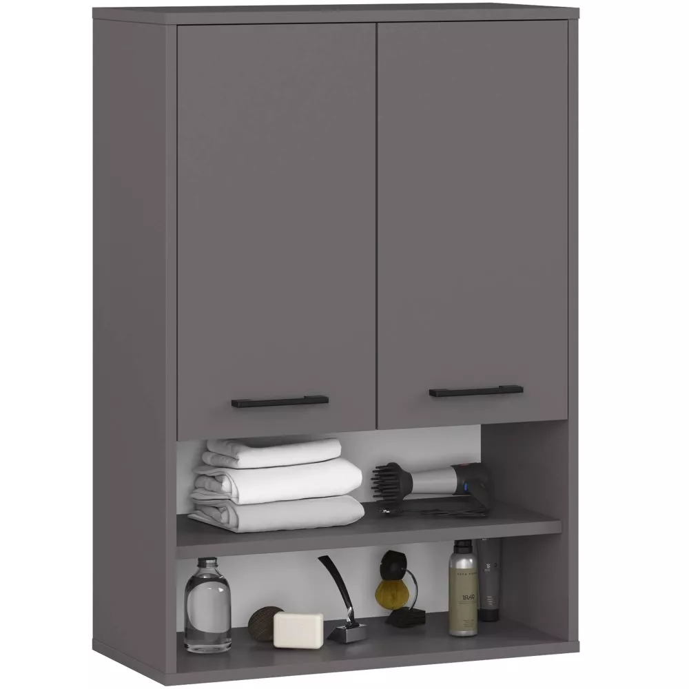 Vannas istabas skapītis Fin 2D4P · Grafīts · 64.2 × 93.6 × 30.5 cm