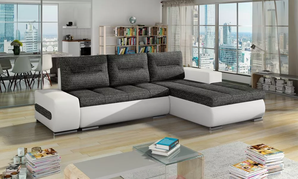Dīvāns Ottavio Lux standard · Grafīts + balts · 180 × 275 × 85 cm