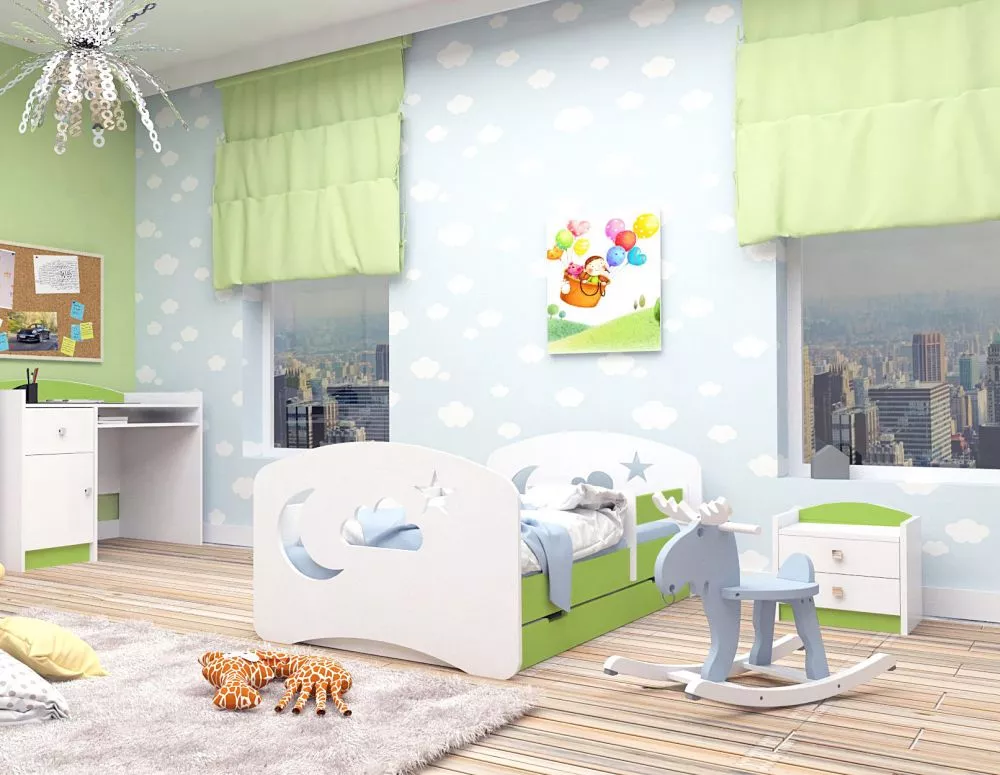 Bērnu gulta Happy Design Chmurka L02 140x70 ar stelāžu Guļamvietas platums: 70 cm, Guļamvietas garums: 140 cm, · 82 × 14
