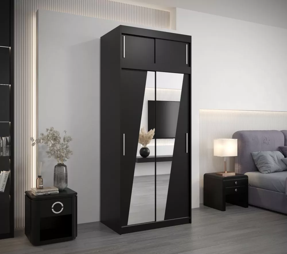 Skapis Rhomb Premium · Melns · 100 × 62 × 240 cm