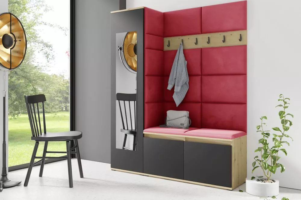 Apavu plaukts Emi 14 Trinity Korpusa krāsa: ozols artisan + melns, · 145 × 185 × 40 cm
