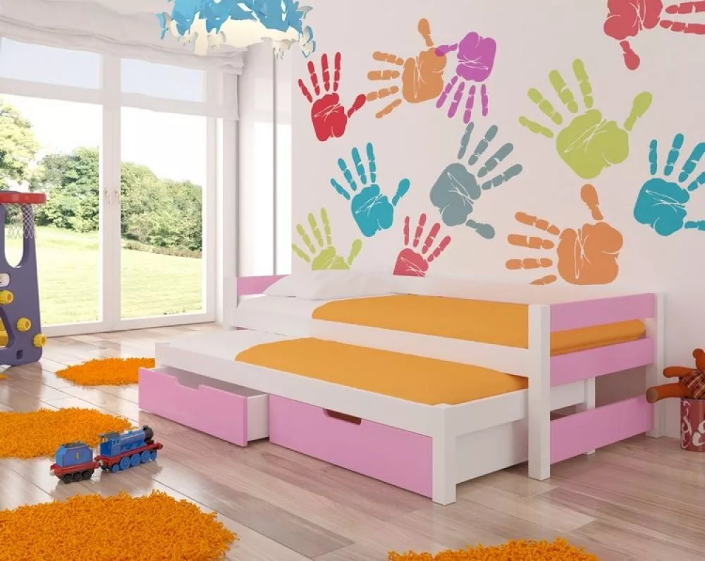 Bērnu gulta Fraga ar stelāžām Guļamvietas platums: 90 cm, Guļamvietas garums: 200 cm, · 97 × 206 × 65 cm