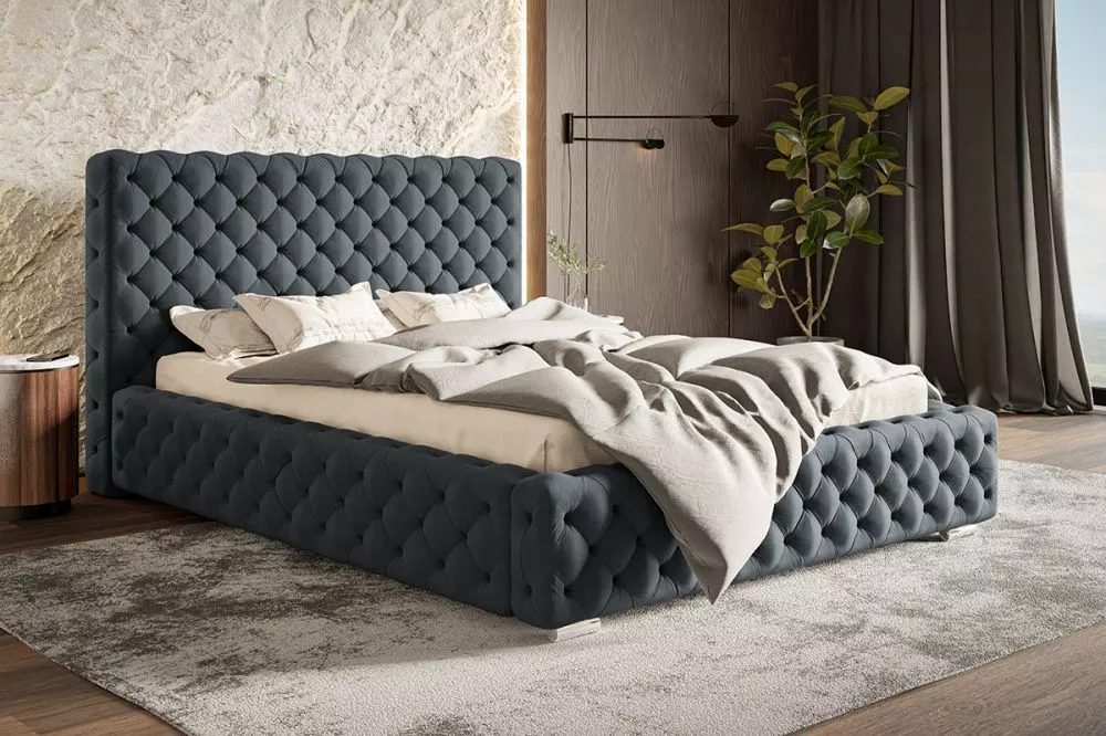 Gulta Bed 15 standard ar stelāžu Guļamvietas platums: 140 cm, Guļamvietas garums: 200 cm, stelāžas tips: koka, · Tumši p