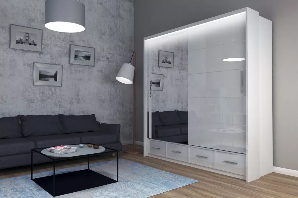 Skapis Sycylia ar LED · Balts · 203 × 66 × 220 cm