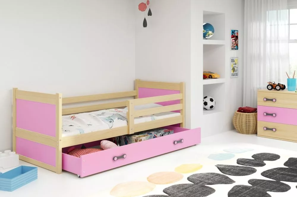 Bērnu gulta Rico Single Pine ar stelāžu Guļamvietas platums: 80 cm, Guļamvietas garums: 190 cm, · 87 × 195 × 73 cm
