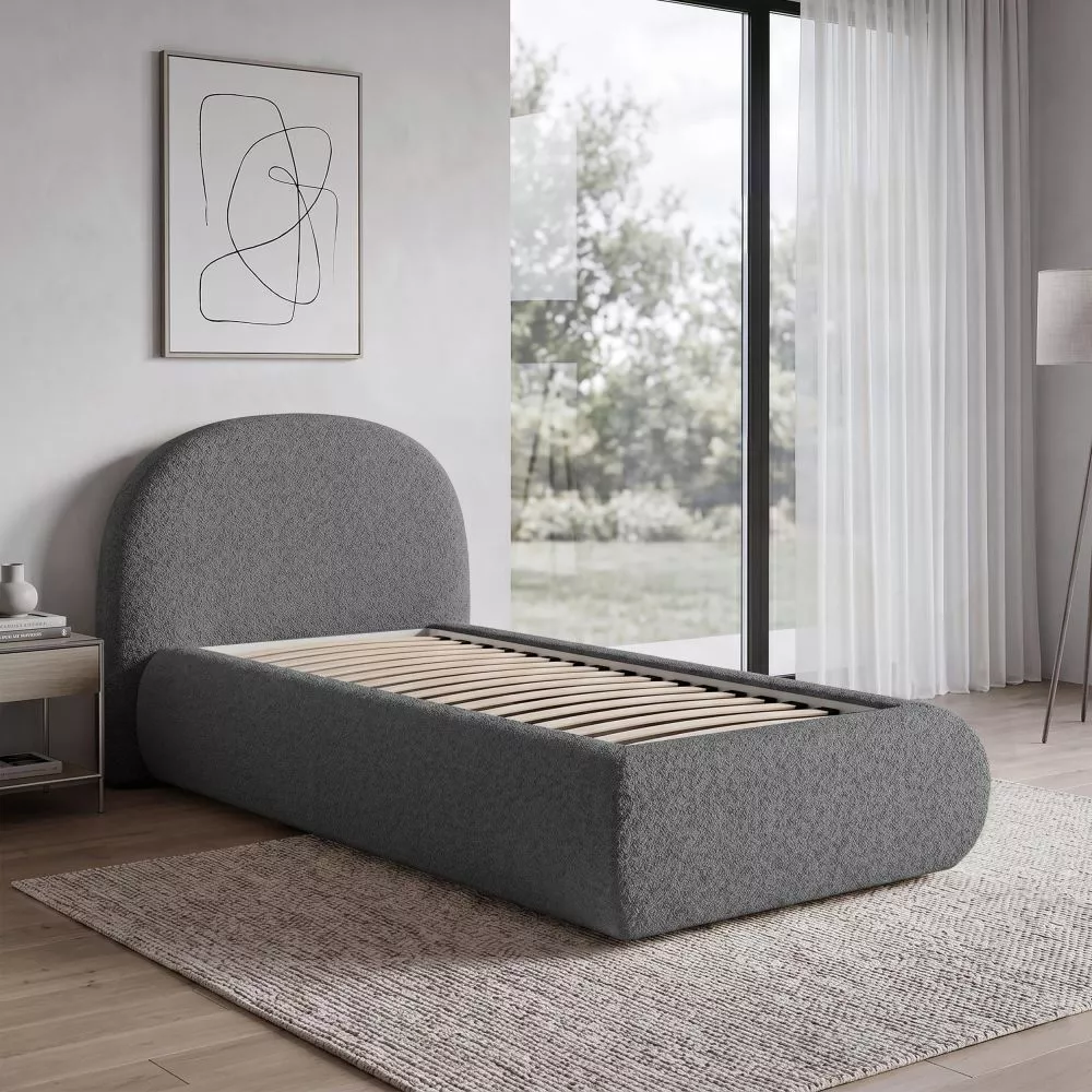 Gulta Moet 90x200 standard Guļamvietas platums: 90 cm, Guļamvietas garums: 200 cm, stelāžas tips: metāla, · Tumši pelēks