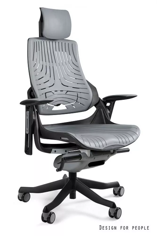 Datorkrēsls Wau Elastomer Korpusa krāsa: pelēks, Elementu krāsa: melns, Sēdvietas platums: 47 cm, · 68 × 51 × 117 cm