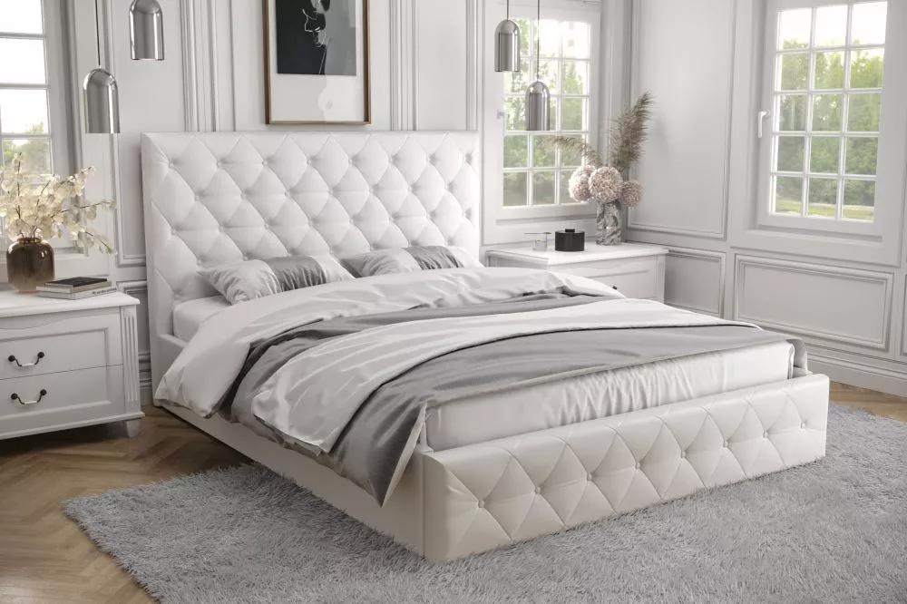 Gulta Roma Standard ar stelāžu Guļamvietas platums: 160 cm, Guļamvietas garums: 200 cm, stelāžas tips: koka, · Balts · 1