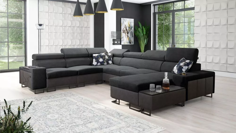 Dīvāns Melody 8 Premium Standard · Grafīts · 280 × 358 × 84 cm