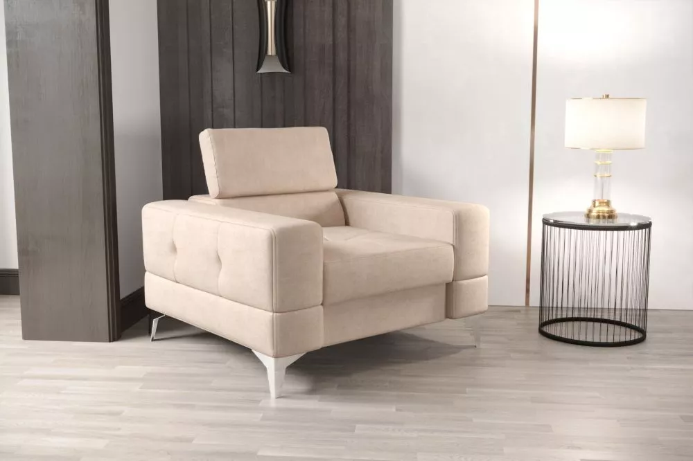 Mīksts krēsls Toscania 1S standard Sēdvietas dziļums: 56 cm, · Gaiši bēšs · 115 × 97 × 78 cm