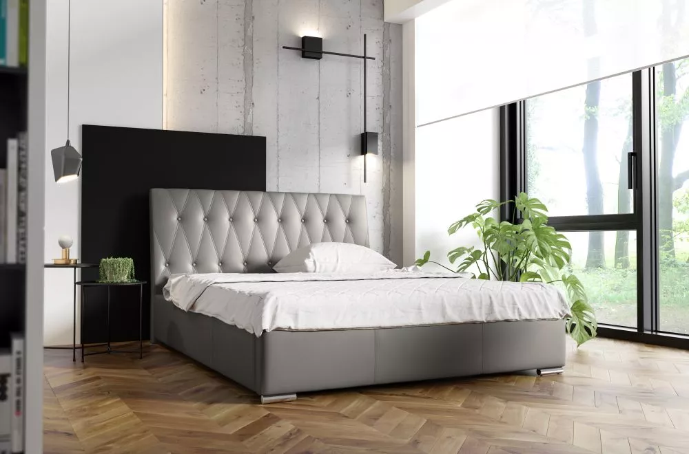 Gulta Nicea standard ar stelāžu Guļamvietas platums: 140 cm, Guļamvietas garums: 200 cm, stelāžas tips: metāla, · Pelēks