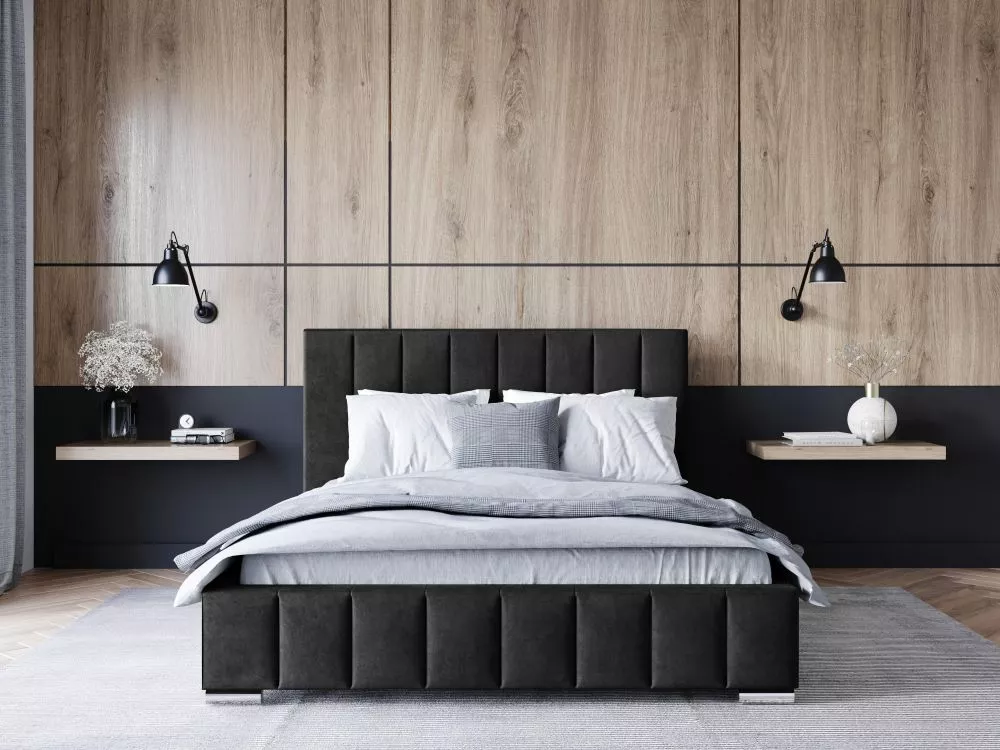 Gulta Adele Standard ar stelāžu Guļamvietas platums: 120 cm, Guļamvietas garums: 200 cm, stelāžas tips: koka, · Melns · 