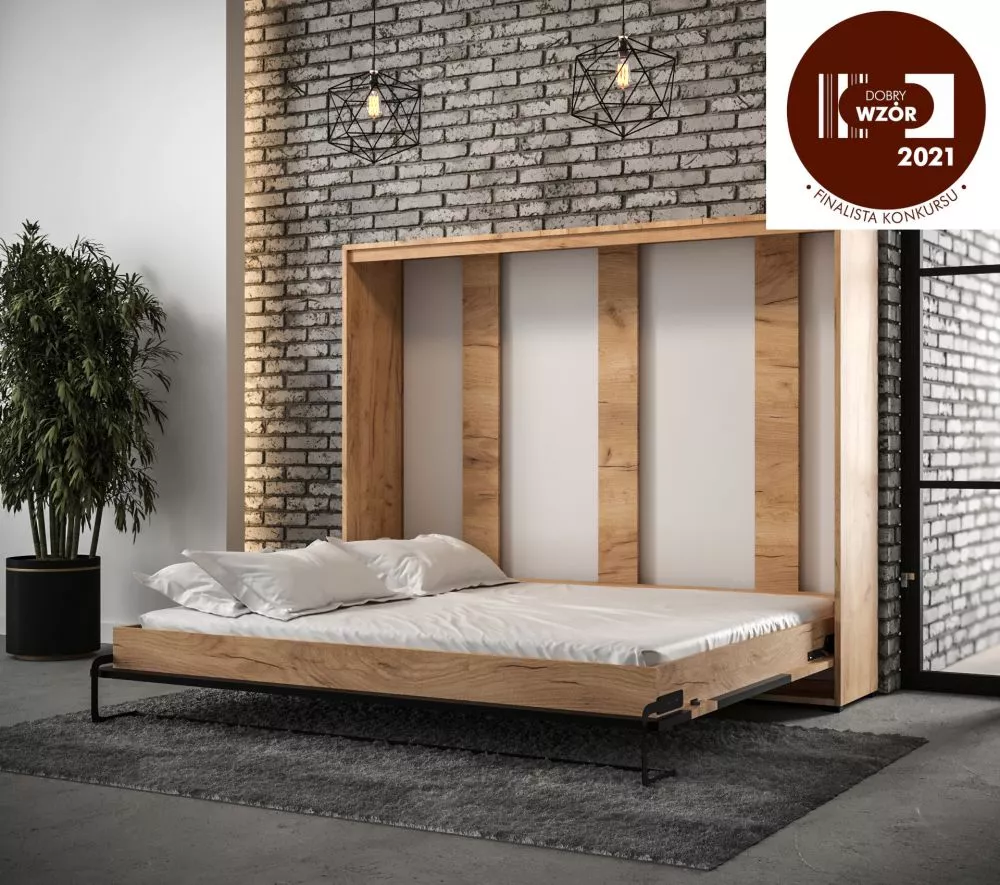 Gulta Case Loft H ar stelāžu Guļamvietas platums: 160 cm, Korpusa krāsa: ozols kraft zelts, Guļamvietas garums: 200 cm, 