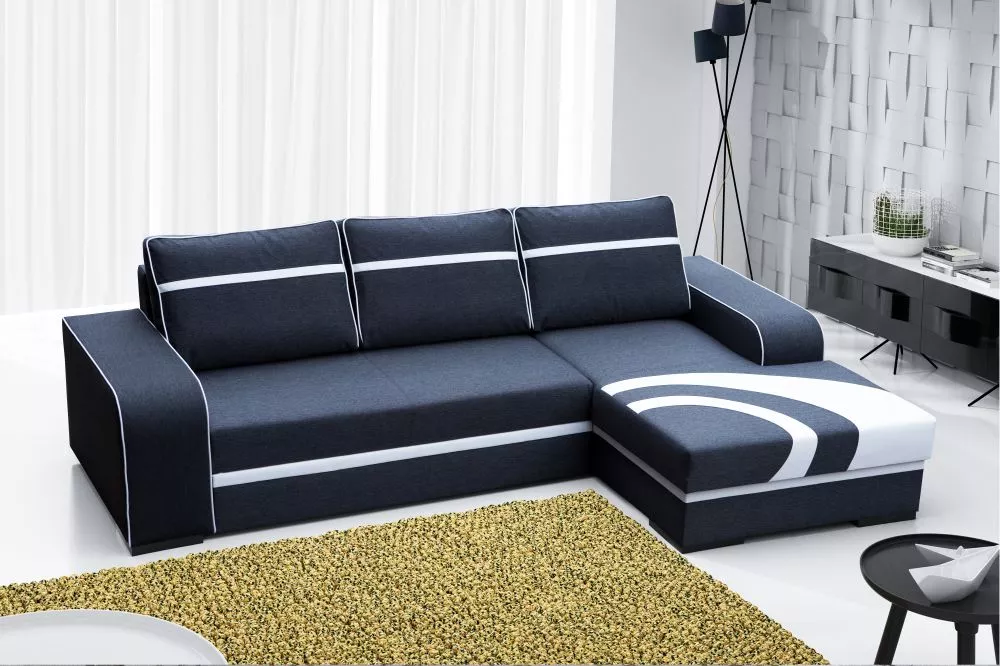 Dīvāns Flores Classic Standard · Zils + balts · 165 × 285 × 90 cm