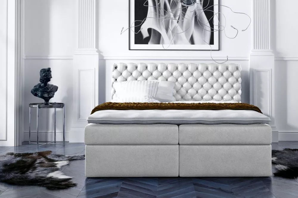 Gulta Piano Boxspring Premium Standard Guļamvietas platums: 140 cm, Guļamvietas garums: 200 cm, · Sudrabs · 144 × 213 × 