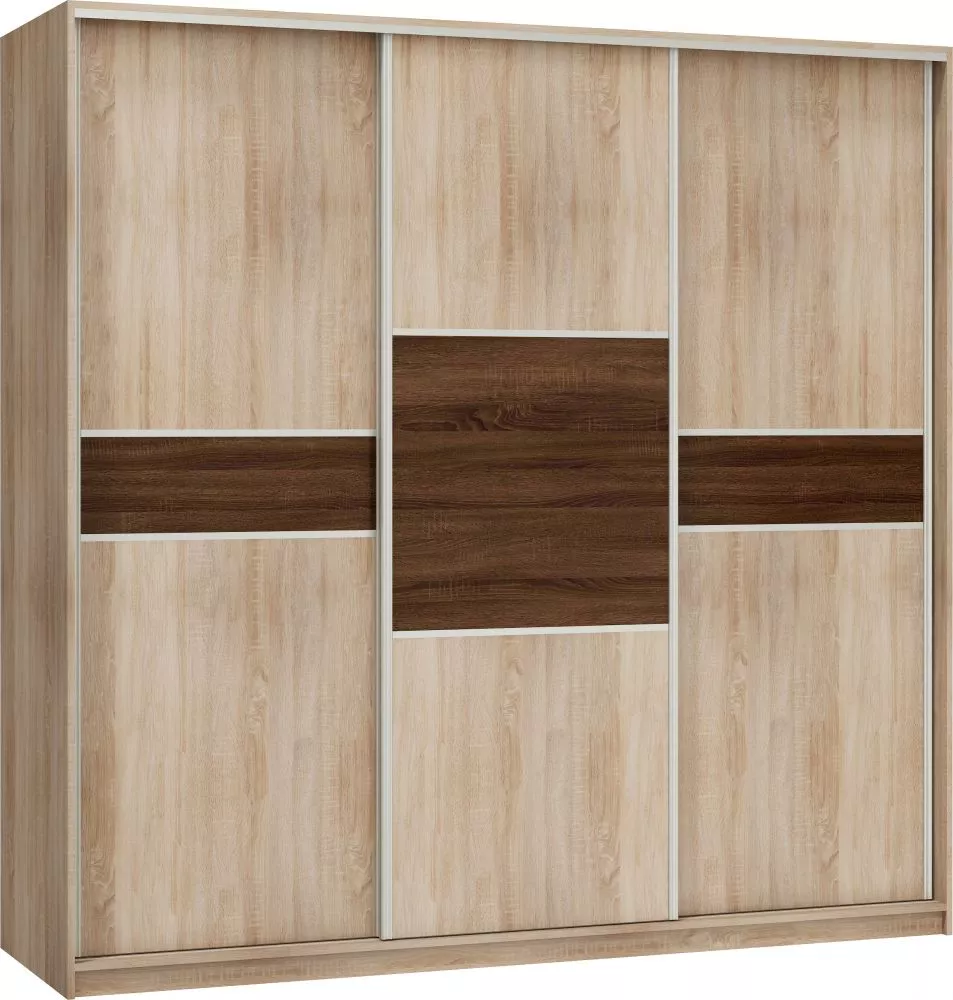 Skapis Puerto 220D · Sonoma + šokolādes sonoma · 220 × 65 × 216 cm