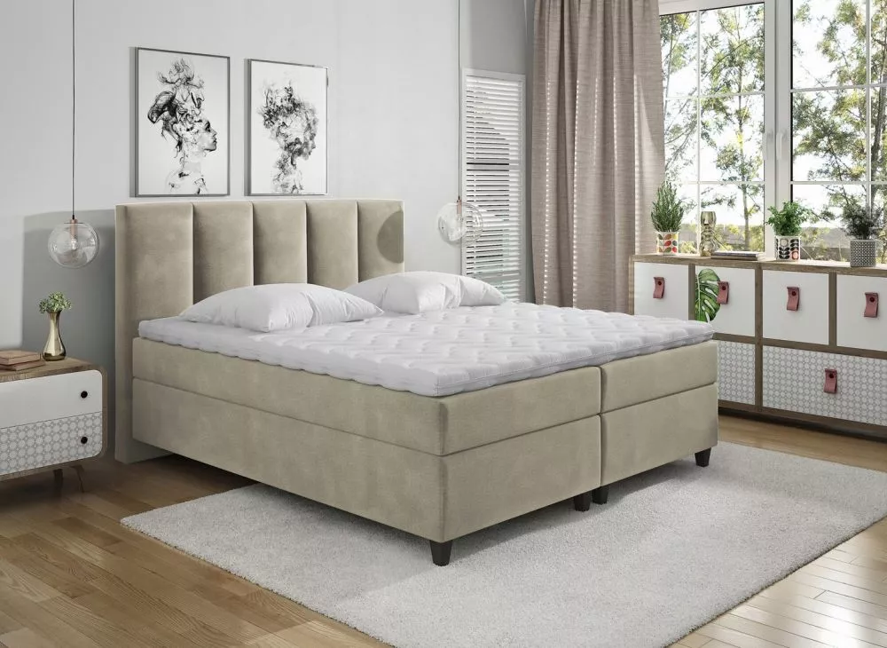 Gulta Arizona Boxspring Standard Guļamvietas platums: 140 cm, Guļamvietas garums: 200 cm, · Bēšs · 140 × 215 × 116 cm