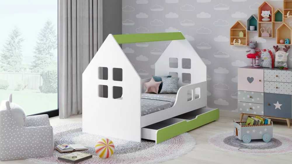 Bērnu gulta House 5 Comfort ar stelāžu Guļamvietas platums: 80 cm, Guļamvietas garums: 160 cm, · 84.5 × 165 × 120 cm
