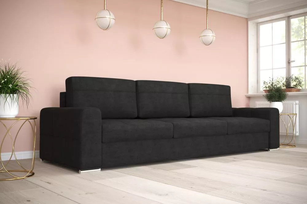 Dīvāns Verona DL Standard · Melns · 95 × 250 × 82 cm